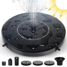 Fontaine solaire d'extérieur - Pompe à eau 1,4 W - 7 styles de fontaine - Noir