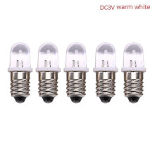 Lot de 5 ampoules LED E10 DC 3 V 4,5 V pour instruments, indicateur, lampe de poche Ă l'ancienne