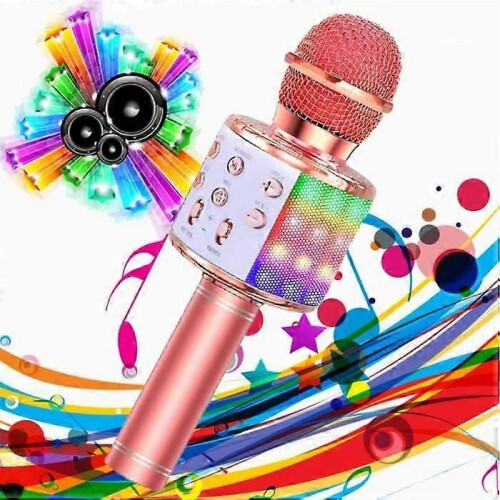 Microfono Karaoke Wireless, Microfono Karaoke Bluetooth Portatile con Luci LED per Feste