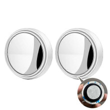 (2 pcs white B)New 2 Pcs Car Suction Cup Mount Auxiliary Rearview Mirror 360 Degree Rotating Wide-angle