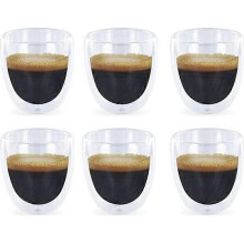 Bicchieri da caffè espresso - Design - Doppia parete - 6 pezzi - Vetro - Lavabili in lavastoviglie