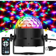Palla da discoteca con controllo vocale, sfera a specchio rotante a 360, colori, 3 modalità, musica