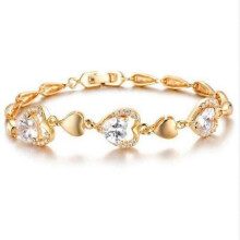 Bracelet romantique en or jaune avec cœur pour femme - Bijou de luxe - Fermeture à double sécurité