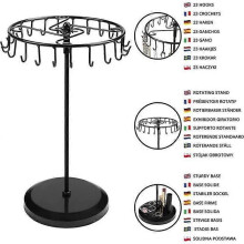 Swivel Jewelry Holder 23 Hooks Black Metal Jewelry Display Stand for Necklaces Bracelets Rings and Earrings