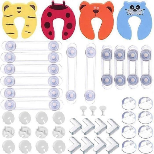 Kits de sécurité bébé et enfant - AMOUNE - Cache-prises électriques - Blanc - Transparent