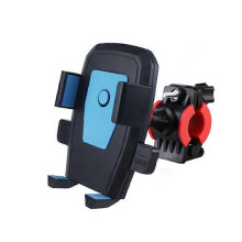 (Blue)Motorcycle Bicycle Phone Holder Stand Auto Lock Moto Mobile Phone Holder Motor Bike Handlebar