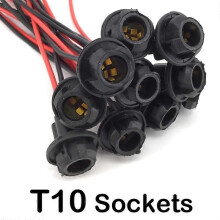 Fri frakt 10st LED T10 Vattentät Mjuk glödlampshållare adaptrar kabel LED Glödlampskontakt Sockel bred