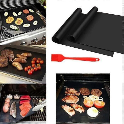 [3 Pack] BBQ Grill Mat - Reusable Non-Stick Heat Resistant - Black