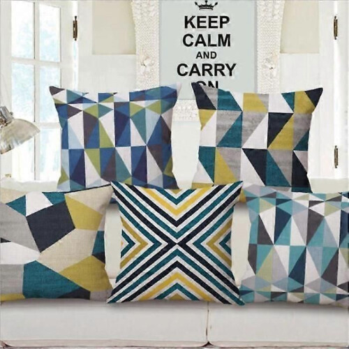 Kuddfodral - Skandinaviska tryck - 45x45cm - Blå - Rektangulär - Syntet