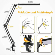 (Version courte) Lampe de bureau de lecture avec lumières LED 10 W, lampe de table d'intérieur pliable,