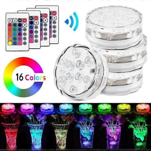 Lot de 4 lampes LED submersibles, étanches, avec télécommande et changement de couleur