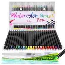 24 aquarelpenselen + 1 waterreservoirpenseel voor kalligrafie, schetsen en kleuren