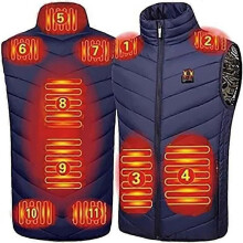 Gilet chauffant électrique ultraléger sans manches - Bleu - 13 zones de chauffage - 3 modes de chauffage