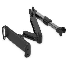 (Telescopico nero) Supporto per telefono e tablet per auto con cuscino posteriore telescopico, montaggio