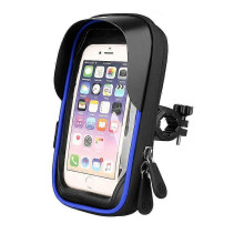(Blue)6.4 inch Waterproof Bicycle Phone Holder Stand Motorcycle Handlebar Mount Bag Cases Universal