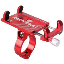 (Red)Bicycle Scooter Aluminum Alloy Mobile Phone Holder Mountain Bike Bracket Cell Phone Stand Cycling