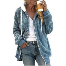 Luvtröja dam - Mjuk och varm fleece - Plus Size - Blå