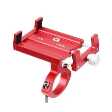 (Red)Bicycle Scooter Aluminum Alloy Mobile Phone Holder Mountain Bike Bracket Cell Phone Stand Cycling