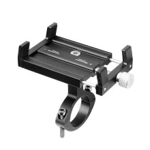 (Black)Bicycle Scooter Aluminum Alloy Mobile Phone Holder Mountain Bike Bracket Cell Phone Stand Cycling