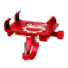(Red)Bicycle Scooter Aluminum Alloy Mobile Phone Holder Mountain Bike Bracket Cell Phone Stand Cycling
