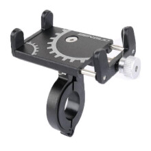(Black)Bicycle Scooter Aluminum Alloy Mobile Phone Holder Mountain Bike Bracket Cell Phone Stand Cycling