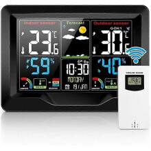 Väderstation Trådlös inomhus utomhustermometer och fuktighetsmätare med LCD-färgskärm