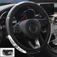(svart silver)37-38cm Universal Reflex Leather Car Rat Wheel Cover Utan Inner Ring Elastisk