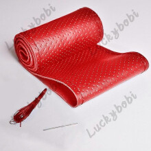 (Röd)Car Rat Wheel Braid Cover Nålar och tråd Konstläder Bilskydd Suite 7 färg DIY