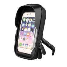 (Black(Motorcycle))6.4 inch Waterproof Bicycle Phone Holder Stand Motorcycle Handlebar Mount Bag Cases
