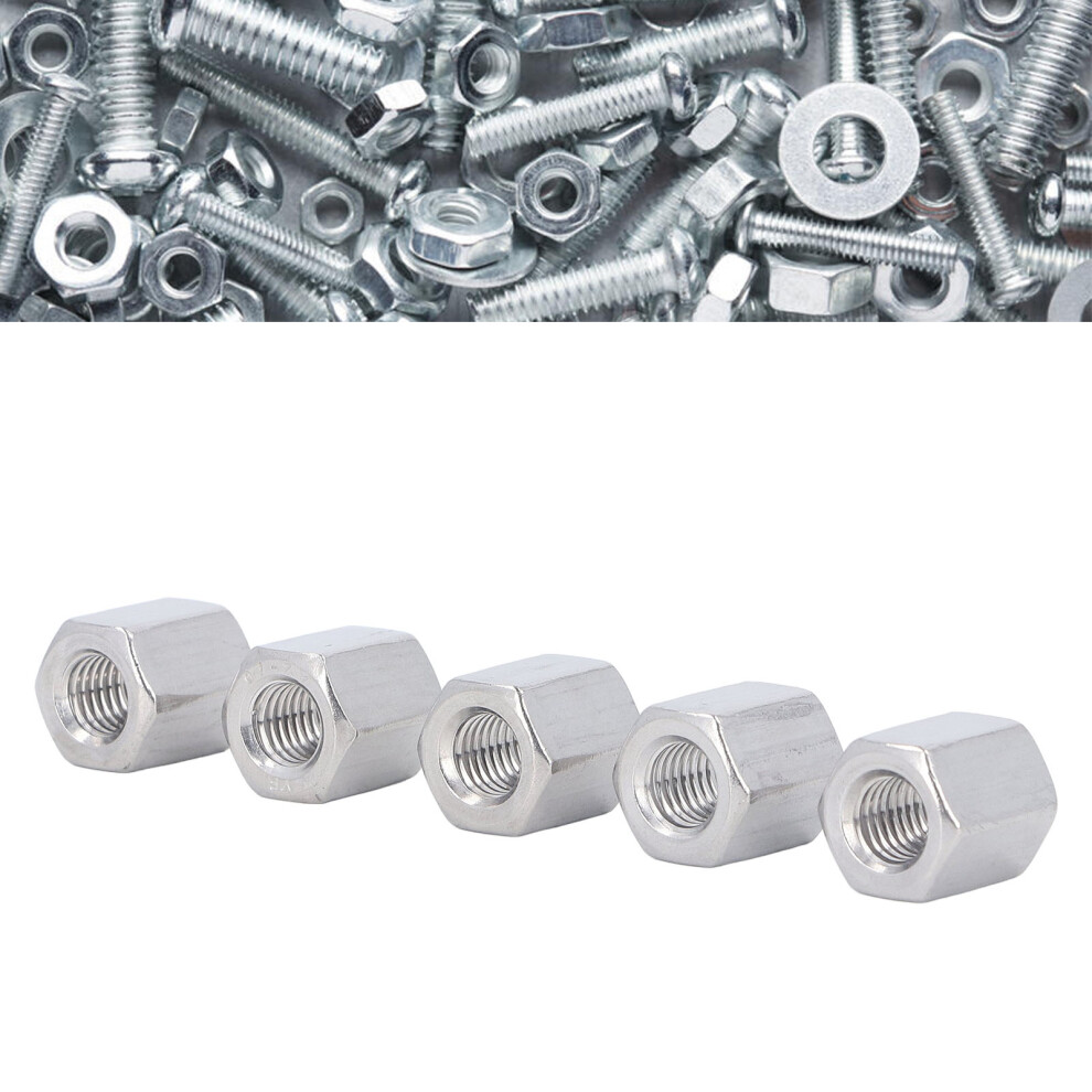 10Pcs M10 Stainless Steel Hex Coupling Nut, 17Mm Length, Silver 6921339403420