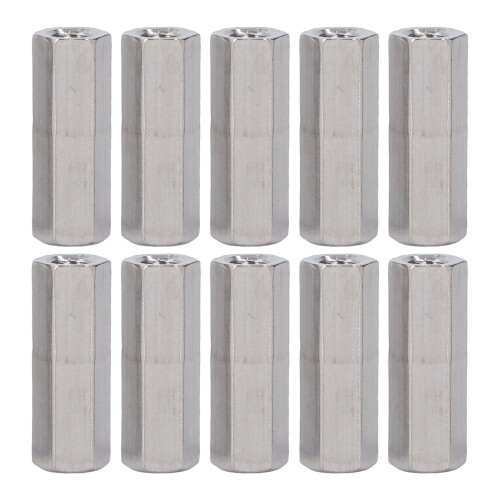 10 pcs M6x1 Threaded Rod Connector Hex Coupling Nut 30mm Steel Rust Proof 1
