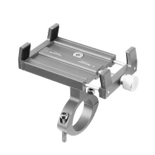 (Gray)Bicycle Scooter Aluminum Alloy Mobile Phone Holder Mountain Bike Bracket Cell Phone Stand Cycling