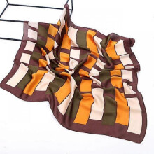(70cm, 2714) 70cm Fashion Leopard Print Kerchief Hair Scarf For Women Silk Satin Hijab Scarves Female Square Headband Bag Scarfs Blue Green