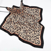 (70cm, 271) 70cm Fashion Leopard Print Kerchief Hair Scarf For Women Silk Satin Hijab Scarves Female Square Headband Bag Scarfs Blue Green