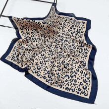 (70cm, Blue) 70cm Fashion Leopard Print Kerchief Hair Scarf For Women Silk Satin Hijab Scarves Female Square Headband Bag Scarfs Blue Green