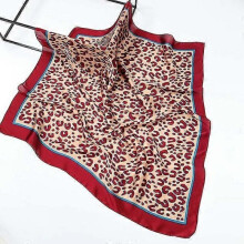 (70cm, 273) 70cm Fashion Leopard Print Kerchief Hair Scarf For Women Silk Satin Hijab Scarves Female Square Headband Bag Scarfs Blue Green