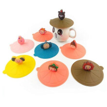 (Bow girl) Lebanghui Silicone Cup Lids Cartoon Silicone Glass Cup Cover Silicone Glass Cup Covers Reusable Anti-dust Cup Covers