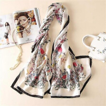 (180x90CM, 18) 180*90CM Silk Scarves 2022 Popular Belt Print Handkerchief Female Dustproof Beach Towel Summer Sunscreen Shawls bandanna foulard