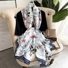(180x90CM, 12) 180*90CM Silk Scarves 2022 Popular Belt Print Handkerchief Female Dustproof Beach Towel Summer Sunscreen Shawls bandanna foulard