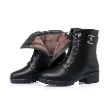 (43) Lebanghui With Brown Fur Winter Ankle Boots Warm Non-slip For Women