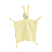 (light yellow) Bunny Bib Hand Towel Baby Lovely Rabbit Doll Blanket Toy Soft Breathable Soothing Towel Gifts