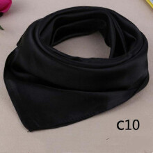 (Black) Hot Ms. Soft Silk Square Scarf Small simple Neckerchief Head Neck Headband A95