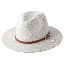 (cream) Panama Hat Sun Hats for Women Men Wide Brim Fedora Straw Beach Hat UV UPF 50