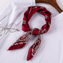 (70x70CM, W918-6) 70cm Bandana Head Scarf For Women Fashion Paisley Print Handkerchief Silk Satin Hijab Scarfs Female Square Neck Scarves Dropship