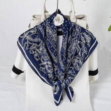 (70x70CM, W918-28) 70cm Bandana Head Scarf For Women Fashion Paisley Print Handkerchief Silk Satin Hijab Scarfs Female Square Neck Scarves Dropship