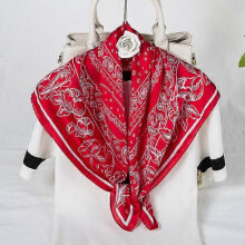 (70x70CM, W918-30) 70cm Bandana Head Scarf For Women Fashion Paisley Print Handkerchief Silk Satin Hijab Scarfs Female Square Neck Scarves Dropship