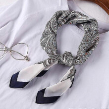 (70x70CM, W918-36) 70cm Bandana Head Scarf For Women Fashion Paisley Print Handkerchief Silk Satin Hijab Scarfs Female Square Neck Scarves Dropship