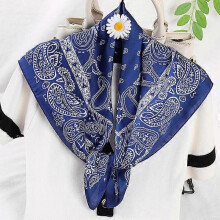 (70x70CM, W918-14) 70cm Bandana Head Scarf For Women Fashion Paisley Print Handkerchief Silk Satin Hijab Scarfs Female Square Neck Scarves Dropship