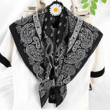 (70x70CM, W918-17) 70cm Bandana Head Scarf For Women Fashion Paisley Print Handkerchief Silk Satin Hijab Scarfs Female Square Neck Scarves Dropship
