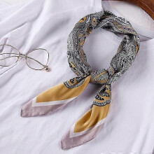 (70x70CM, W918-34) 70cm Bandana Head Scarf For Women Fashion Paisley Print Handkerchief Silk Satin Hijab Scarfs Female Square Neck Scarves Dropship